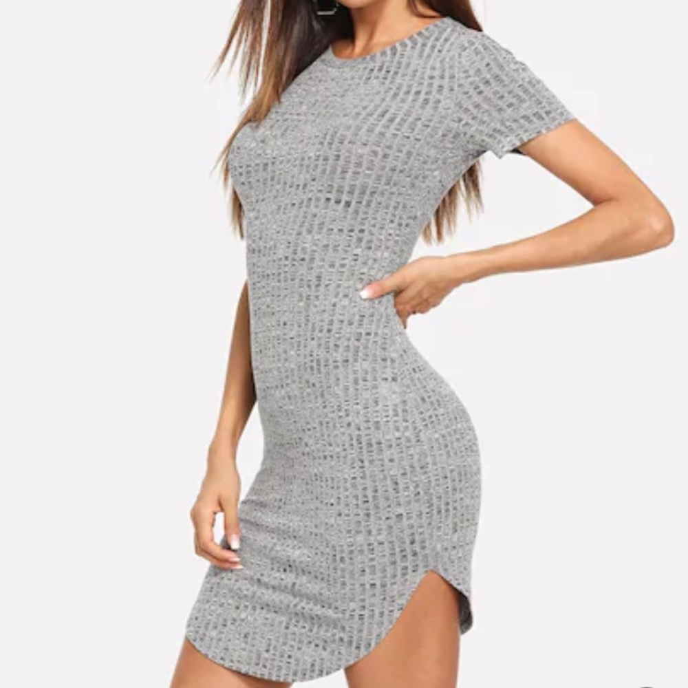 Curved Hem Knit Dress
